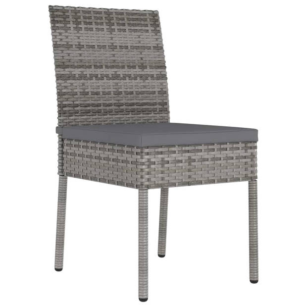 The Living Store Dining Chair Set - Poly Rattan - Gray - 57x44x88 cm - 2x Seat Cushion