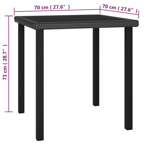 vidaXL 3-delige Tuinset poly rattan zwart