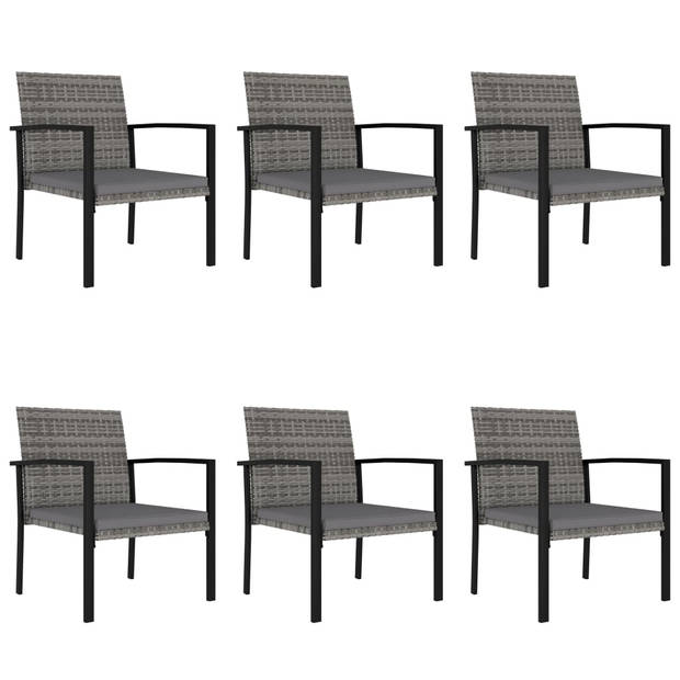 The Living Store Tuinset - Grijs/Zwart - Poly Rattan/Staal - Tafel- 140x70x73 cm - Stoel- 53x58.5x83 cm