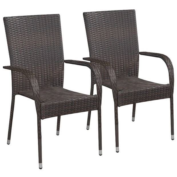 The Living Store Tuinset Acaciahout/Staal - 80 x 80 x 72 cm - PE-rattan - Bruin - 55.5 x 53.5 x 95 cm