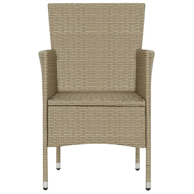 vidaXL 7-delige Tuinset poly rattan beige