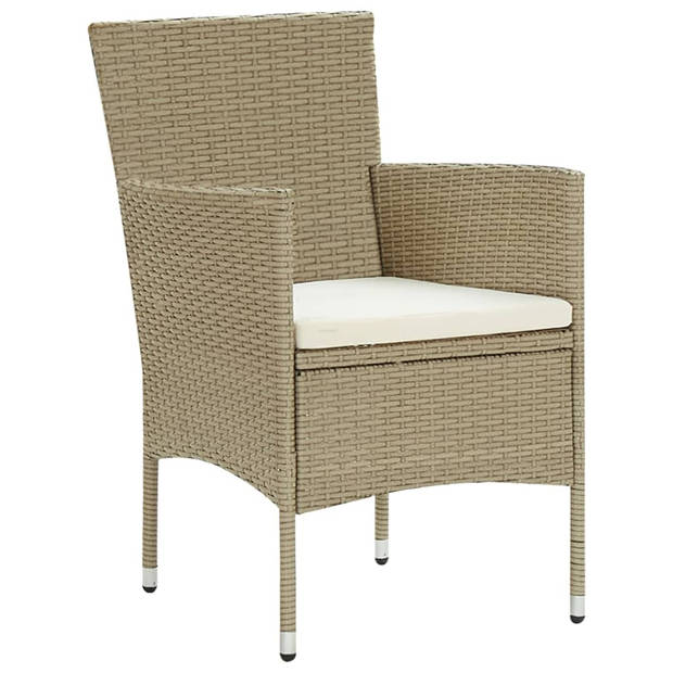 vidaXL 7-delige Tuinset poly rattan beige