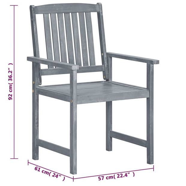 vidaXL Tuinstoelen 8 st met kussens massief acaciahout grijs