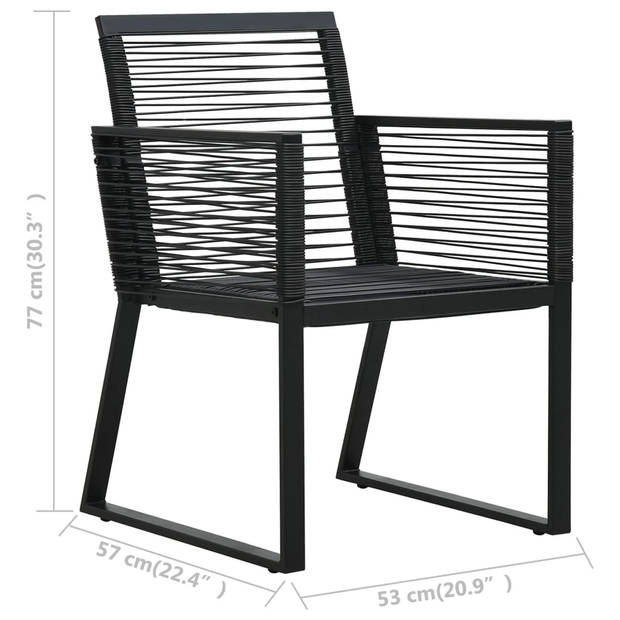 The Living Store Tuinstoelset PVC-rattan - 53x57x77 cm - stabiel en weerbestendig