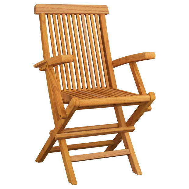 The Living Store Tuinstoelenset Teakhout - 6 stoelen - Wijnrood kussen - 55x60x89cm