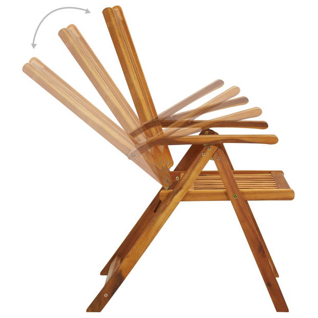 The Living Store Tuinstoelset - Massief Acaciahout - Vintage stijl - 3x stoel met kussen - Extra kussen - Groen -