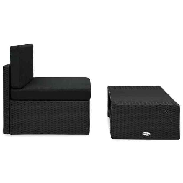 vidaXL 2-delige Loungeset poly rattan zwart