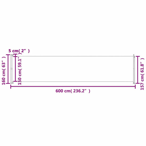 vidaXL Tuinscherm uittrekbaar 600x160 cm rood