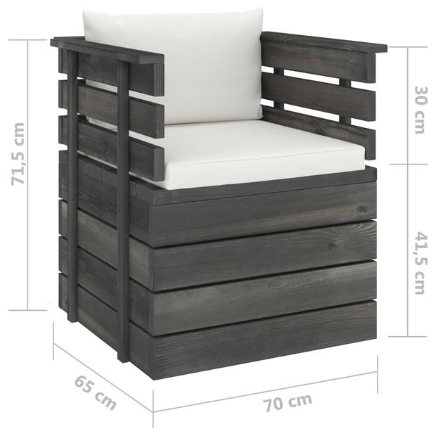 vidaXL 8-delige Loungeset met kussens pallet massief grenenhout