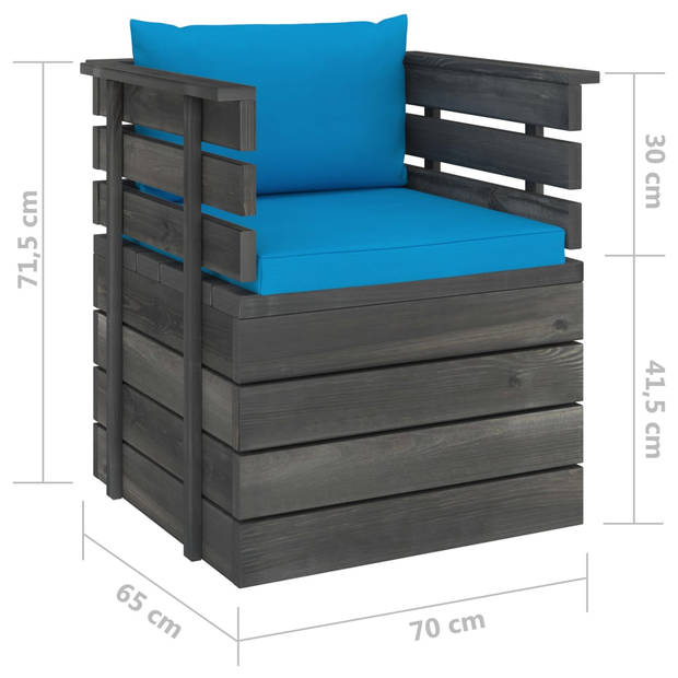 vidaXL 7-delige Loungeset met kussens pallet massief grenenhout