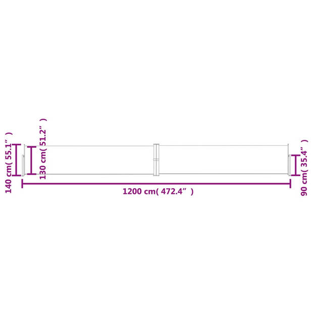 vidaXL Tuinscherm uittrekbaar 140x1200 cm antraciet