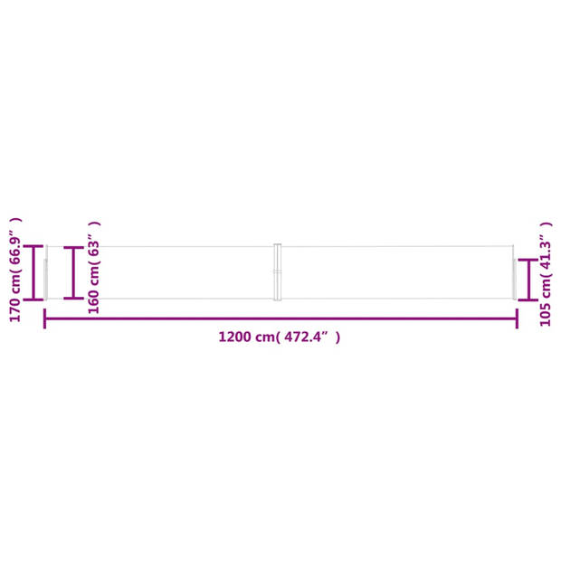 vidaXL Tuinscherm uittrekbaar 170x1200 cm bruin