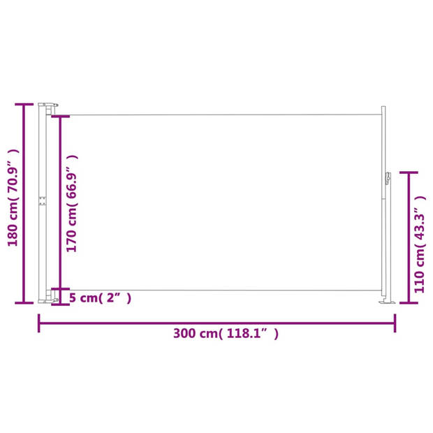 vidaXL Tuinscherm uittrekbaar 180x300 cm rood