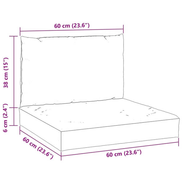 vidaXL Palletkussens 2 st oxford stof crèmewit