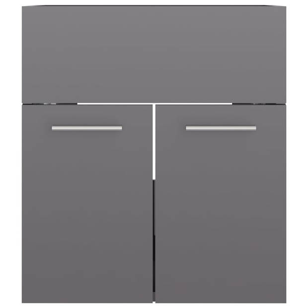 The Living Store wastafelkast - hoogglans grijs - spaanplaat - 41 x 38.5 x 46 cm - inclusief inbouwwastafel met kraan