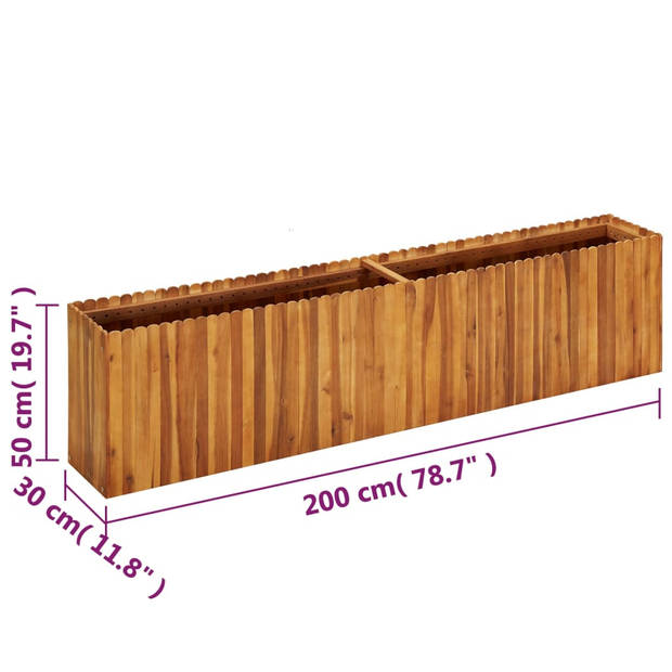 vidaXL Plantenbak verhoogd 200x30x50 cm massief acaciahout