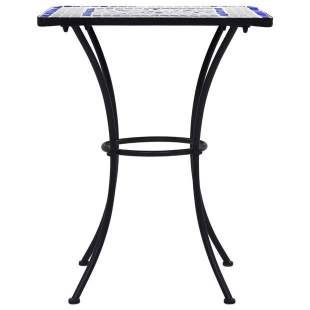 vidaXL Bistrotafel mozaïek 60 cm keramiek blauw en wit