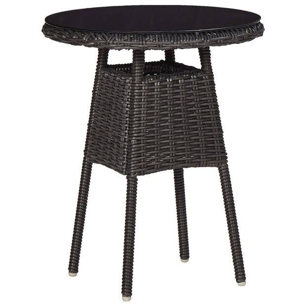 vidaXL 3-delige Bistroset met kussens poly rattan zwart