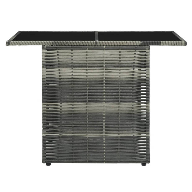 vidaXL 3-delige Bistroset met kussens poly rattan grijs