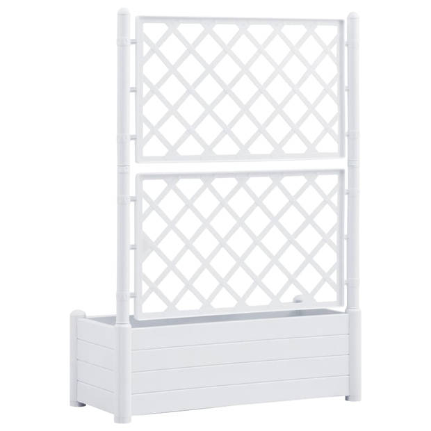 The Living Store Tuinbak met Trellis - 100x43x142cm - Wit - PP (polypropyleen) - 90L