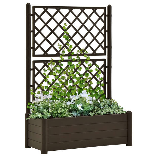 The Living Store Tuinbak met Trellis - Mokka 100 x 43 x 142 cm - 90 L - PP - Vorst- en UV-bestendig