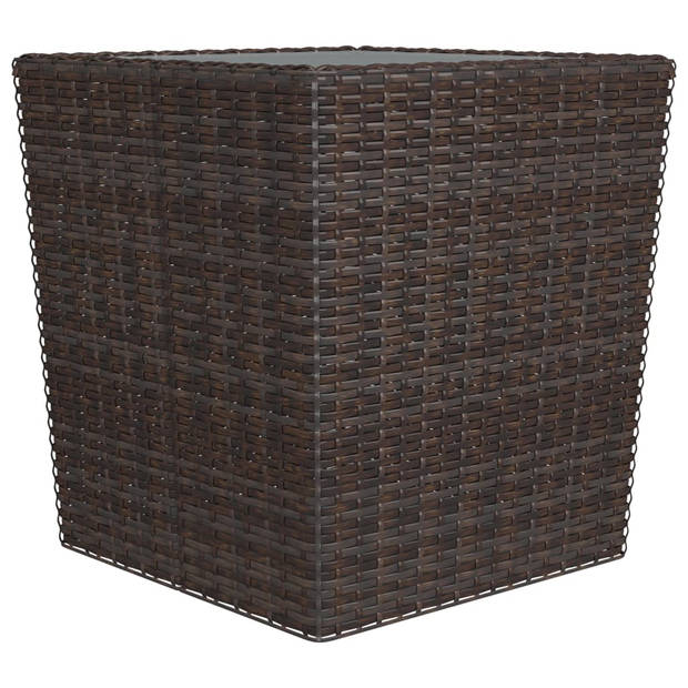 vidaXL 3-delige Bistroset poly rattan en gehard glas bruin