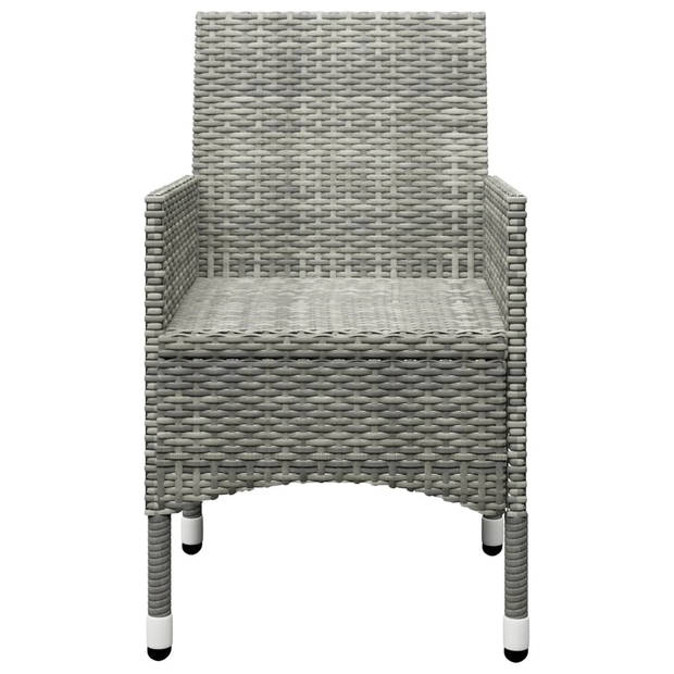 vidaXL 3-delige Bistroset poly rattan en gehard glas grijs