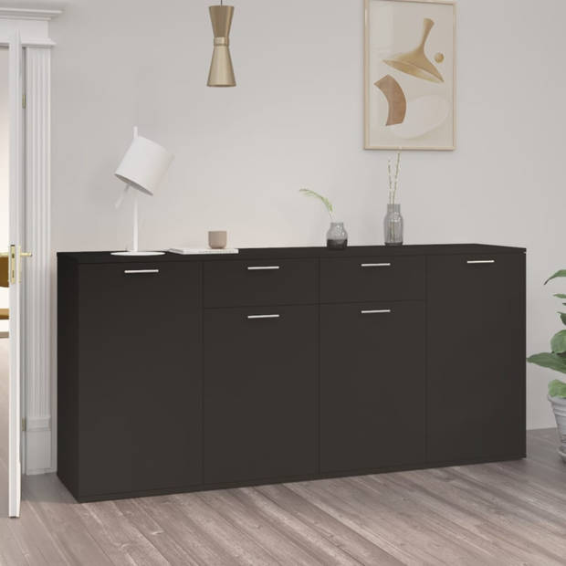 vidaXL Dressoir 160x36x75 cm bewerkt hout zwart