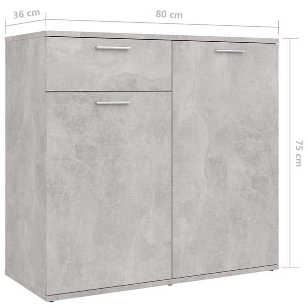 vidaXL Dressoir 160x36x75 cm bewerkt hout betongrijs