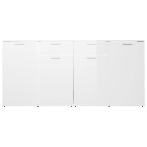 The Living Store Dressoir Meubelen - 160 x 36 x 75 cm - Hoogglans wit - 4 deuren - 2 lades