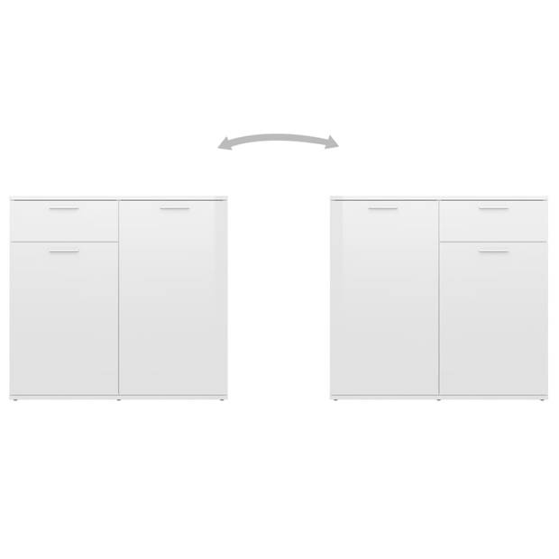 The Living Store Dressoir Meubelen - 160 x 36 x 75 cm - Hoogglans wit - 4 deuren - 2 lades