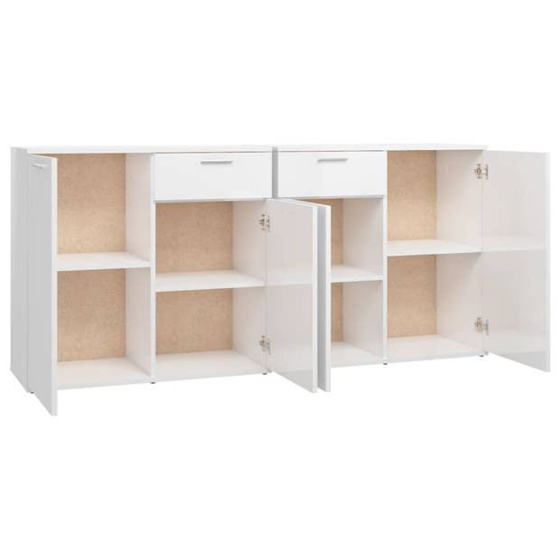 The Living Store Dressoir Meubelen - 160 x 36 x 75 cm - Hoogglans wit - 4 deuren - 2 lades