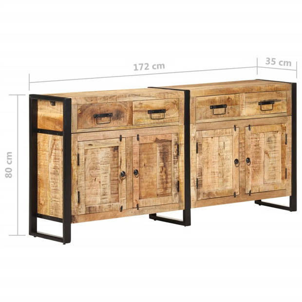 The Living Store Massief Mangohouten Dressoir - 172 x 35 x 80 cm - Handgemaakt - Stabiel en Ruim