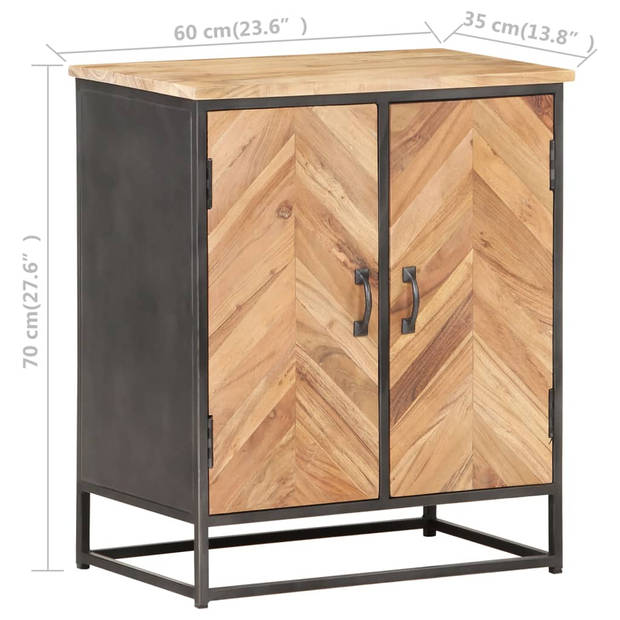 The Living Store Dressoir - Acaciahout - Staal - 60 x 35 x 70 cm - Industriële charme