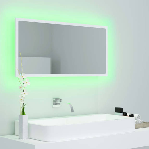 vidaXL Badkamerspiegel LED 90x8,5x37 cm acryl wit