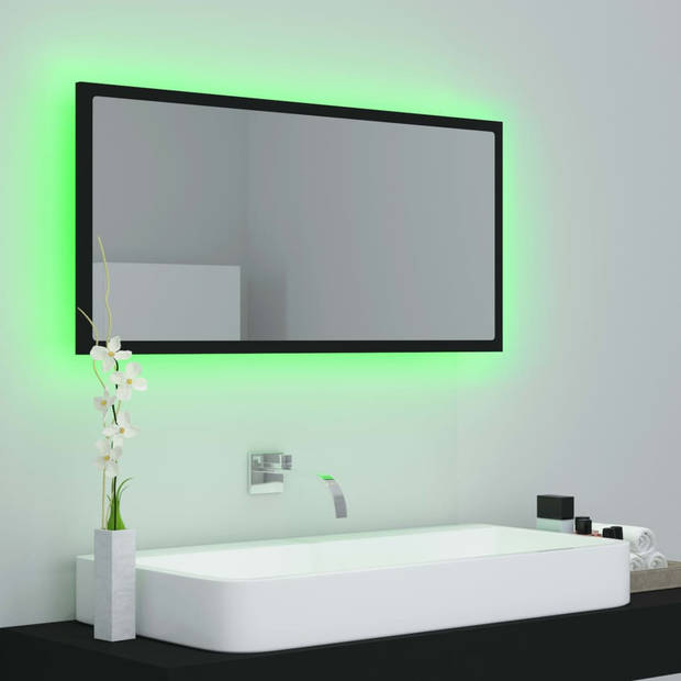 vidaXL Badkamerspiegel LED 90x8,5x37 cm acryl zwart