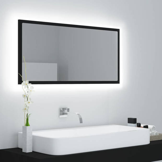 vidaXL Badkamerspiegel LED 90x8,5x37 cm acryl zwart