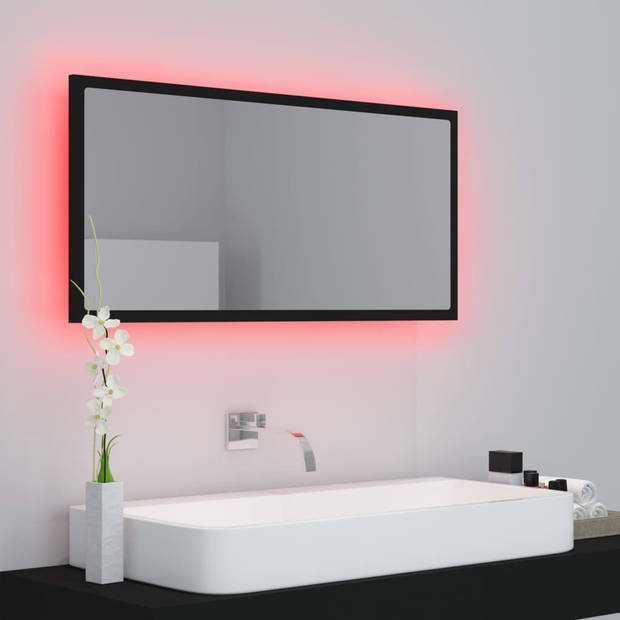 vidaXL Badkamerspiegel LED 90x8,5x37 cm acryl zwart