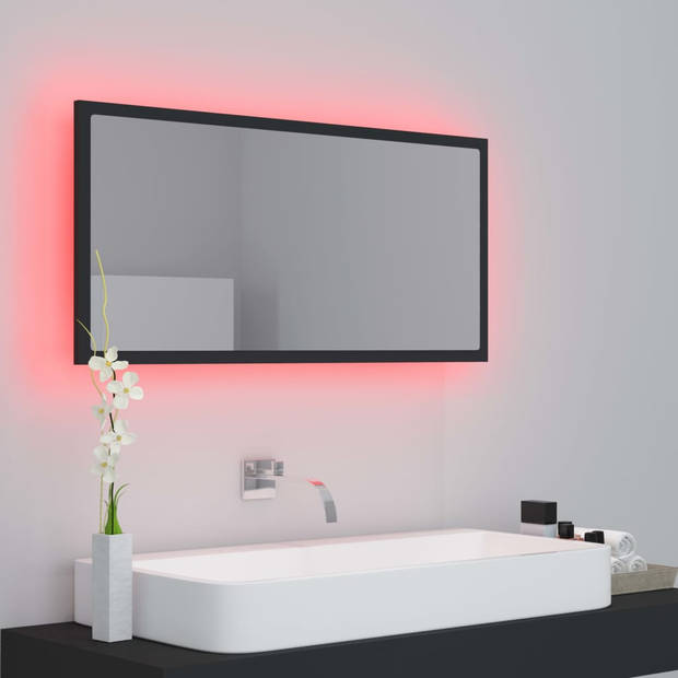 vidaXL Badkamerspiegel LED 90x8,5x37 cm acryl grijs