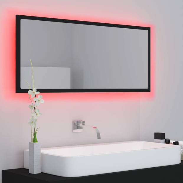 vidaXL Badkamerspiegel LED 100x8,5x37 cm acryl zwart