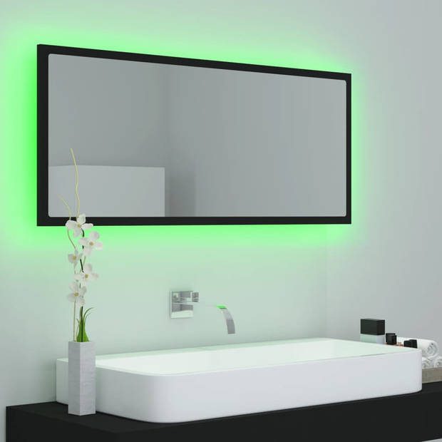 vidaXL Badkamerspiegel LED 100x8,5x37 cm acryl zwart