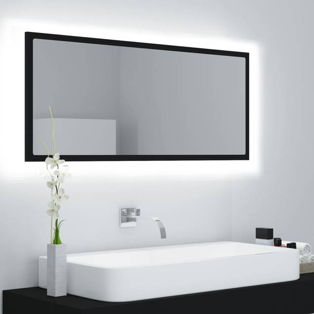 vidaXL Badkamerspiegel LED 100x8,5x37 cm acryl zwart