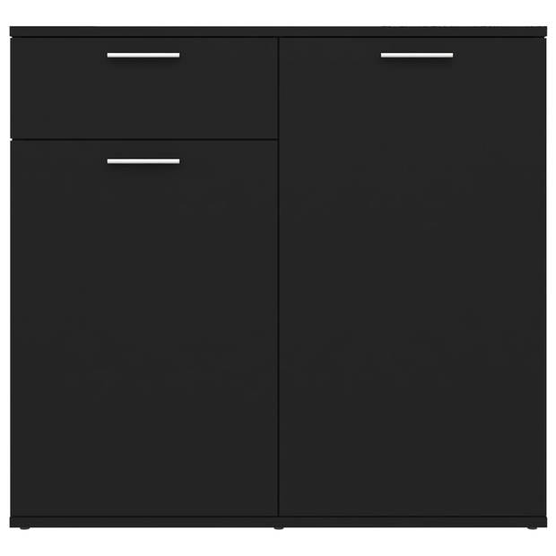 The Living Store Dressoir - Zwart Spaanplaat - 80 x 36 x 75 cm - Met 2 deuren en 1 lade