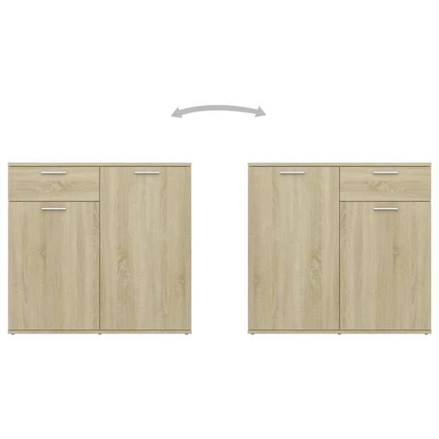 The Living Store Dressoir sonoma eiken 80 x 36 x 75 cm - 2 deuren 1 lade