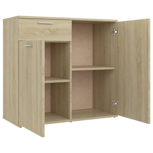 The Living Store Dressoir sonoma eiken 80 x 36 x 75 cm - 2 deuren 1 lade