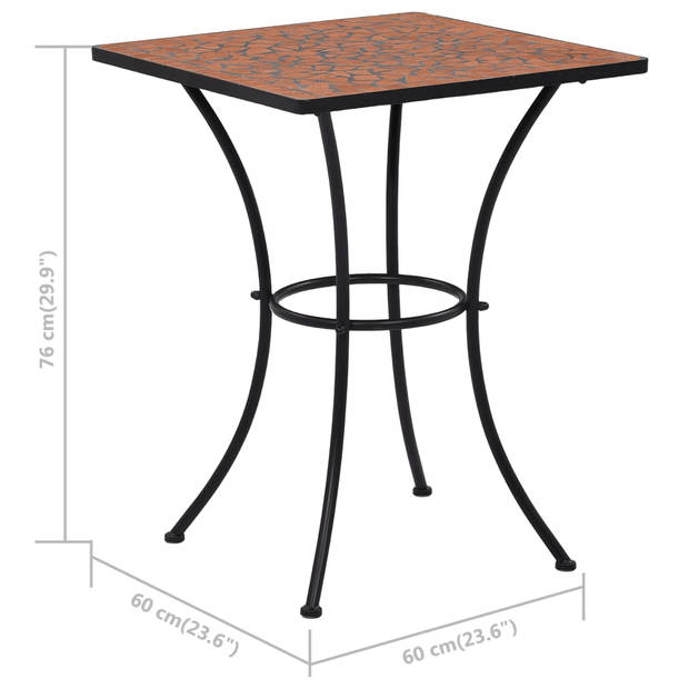 vidaXL Bistrotafel mozaïek 60 cm keramiek terracottakleurig