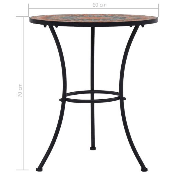 vidaXL Bistrotafel mozaïek 60 cm keramiek oranje en grijs