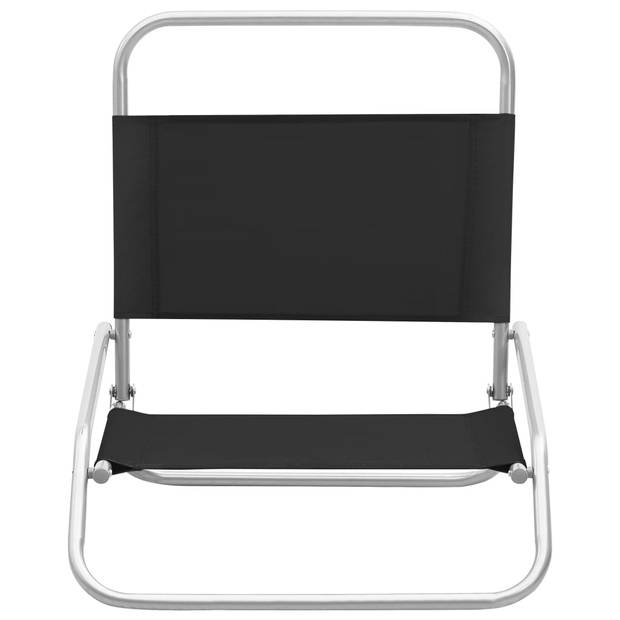 vidaXL Strandstoelen 2 st inklapbaar stof zwart