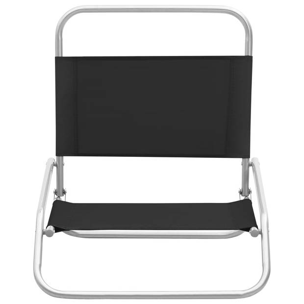 vidaXL Strandstoelen 2 st inklapbaar stof zwart