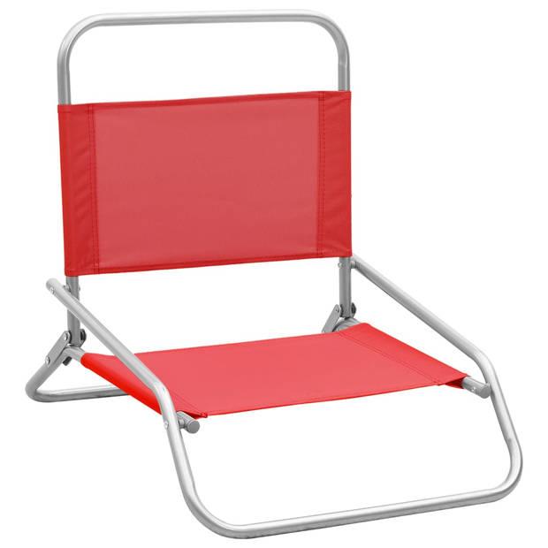 vidaXL Strandstoelen 2 st inklapbaar stof rood